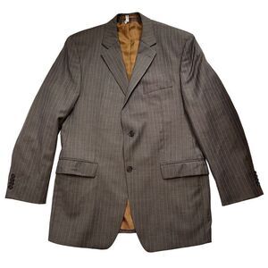 MICHAEL Michael Kors Mens Gray Tan Wool Pinstriped Blazer 40R Preppy Modern